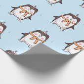 PAPIER CADEAU MANCHOT MIGNON BLEU CLAIR (Coin)