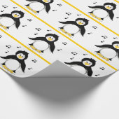 Papier Cadeau Manchots avec Notes de Musique (Coin)