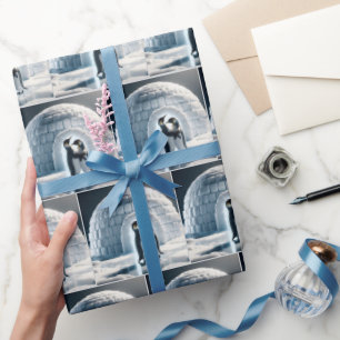 Papier Cadeau Manchots dansant lentement