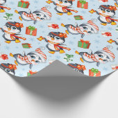 Papier Cadeau Manchots de vacances (Coin)