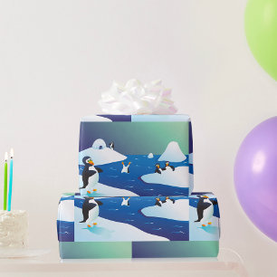 Papier Cadeau Manchots Et Glace