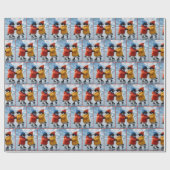 Papier Cadeau Manchots patinant (Plat)