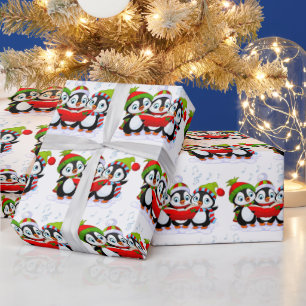 Papier Cadeau Manchots qui chantent 