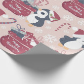 Papier Cadeau Manchots roses  (Coin)