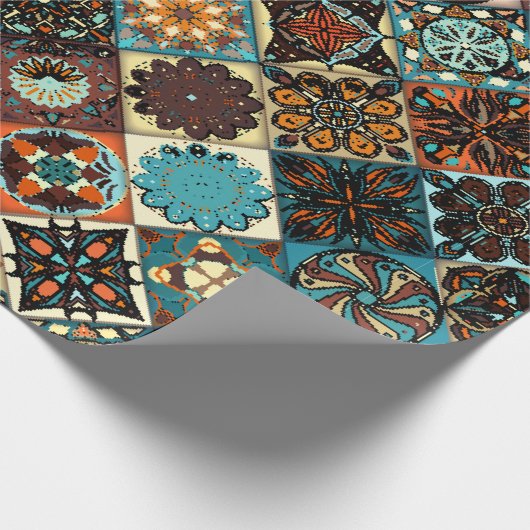 Papier Cadeau Mandala à fleurs ethniques sans couture motif. M c (Coin)