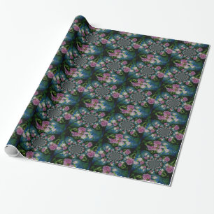 Papier Cadeau Mandala aquarelle florale pivoine blanche rose