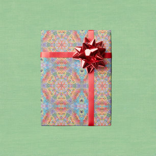 Papier Cadeau Mandala arc-en-ciel en hexagone
