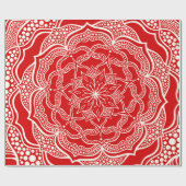 Papier Cadeau Mandala Art Boho Chic Elégant Blanc Rouge Noël (Plat)