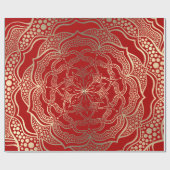 Papier Cadeau Mandala Art Boho Chic Elegant Or Rouge Noël (Plat)