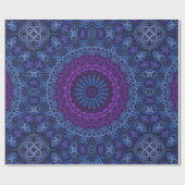 Papier Cadeau Mandala au crépuscule profond bleu et violet (Plat)