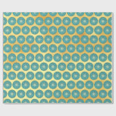 Papier Cadeau Mandala bleu or sur fond or doux (Plat)