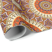 Papier Cadeau Mandala Circles crème Bourgogne et orange (Coin rond)
