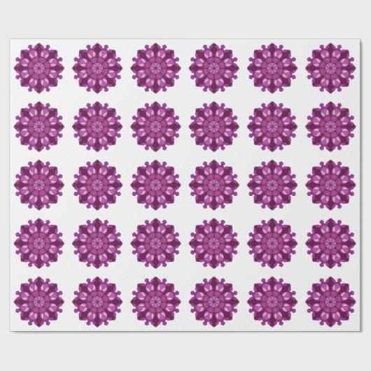 Papier Cadeau Mandala de fleurs violet royal (Plat)