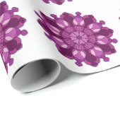 Papier Cadeau Mandala de fleurs violet royal (Coin rond)