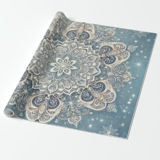 Papier Cadeau Mandala de flocon de neige dans Frosty Hues 3