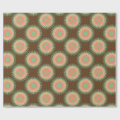 Papier Cadeau Mandala design vert, orange indienne (Plat)