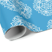 Papier Cadeau Mandala d'oiseau bleu (Coin rond)