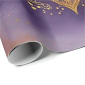 Papier Cadeau Mandala d'or sur découpage couleur d'eau violet (Coin rond)