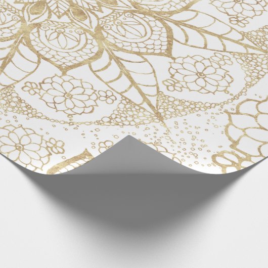Papier Cadeau Mandala d'or tiré par la main de boho élégant (Coin)