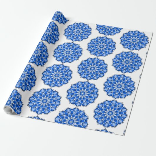 Papier Cadeau Mandala en bleu (Déroulé)