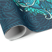 Papier Cadeau Mandala ethnique bleue. Copie de montage (Coin rond)