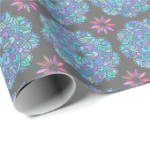 Papier Cadeau Mandala Fleur Bleue (Coin rond)