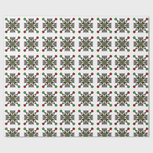 Papier Cadeau Mandala flocon de neige de Noël (Plat)