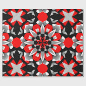 Papier Cadeau Mandala géométrique vif avec rouge, noir (Plat)