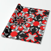 Papier Cadeau Mandala géométrique vif avec rouge, noir (Déroulé)