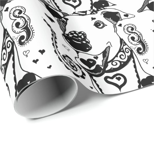 Papier Cadeau Mandala Greyhound (Coin rond)