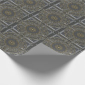 Papier Cadeau Mandala gris or (Coin)