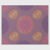 Papier Cadeau mandala indien violet avec or (Plat)