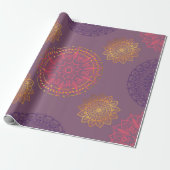 Papier Cadeau mandala indien violet avec or (Déroulé)