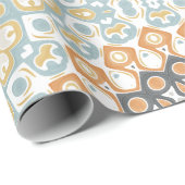 Papier Cadeau Mandala moderne en orange et bleu (Coin rond)