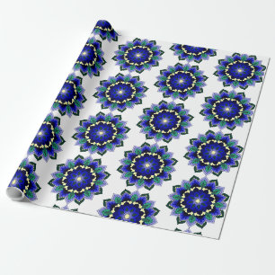Papier Cadeau Mandala Motif 02 en bleu foncé