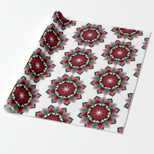 Papier Cadeau Mandala Motif 02 en rose profond