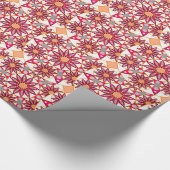 Papier Cadeau Mandala motif, corail, pêche, blanc et gris (Coin)