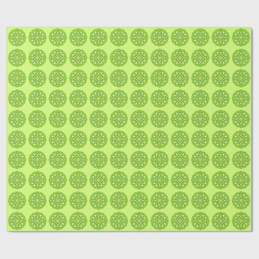 Papier Cadeau Mandala motif dans les tons vert citron (Plat)