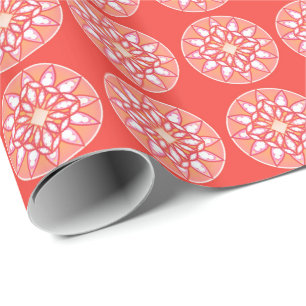Papier Cadeau Mandala motif en lavande, orchidée et corail