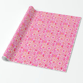 Papier Cadeau Mandala motif, tons rose et corail (Déroulé)