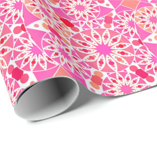 Papier Cadeau Mandala motif, tons rose et corail