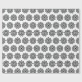 Papier Cadeau Mandala noir sur fond blanc (Plat)