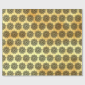 Papier Cadeau Mandala noir sur fond or doux (Plat)