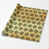 Papier Cadeau Mandala noir sur fond or doux (Déroulé)
