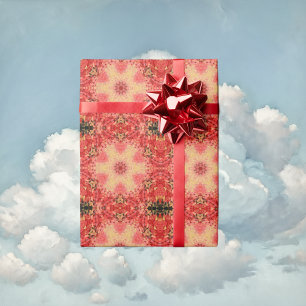 Papier Cadeau Mandala numérique jaune, rose et rouge