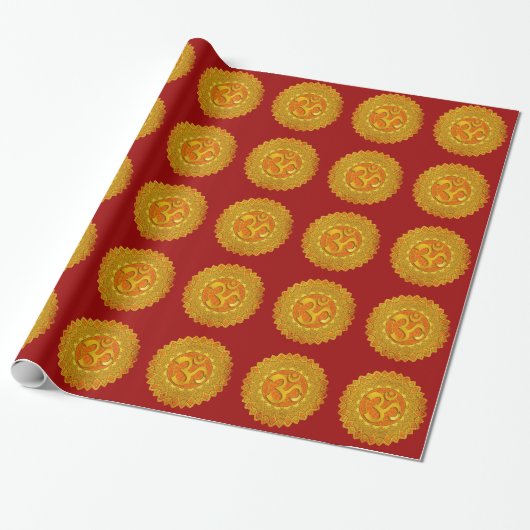 Papier Cadeau Mandala OM - orange (Déroulé)
