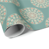 Papier Cadeau Mandala Orné Floral à Points Rétro Sage & Sable (Coin rond)