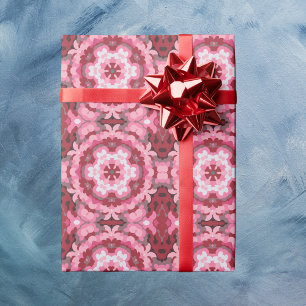 Papier Cadeau Mandala rose rouge et blanc