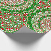 Papier Cadeau Mandala rouge et vert avec Symétrie de vacances (Coin)