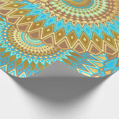 Papier Cadeau Mandala superposé bleu marron or (Coin)
